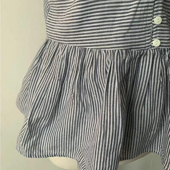Brave Soul Sleeveless Peplum Blue Striped Vest Top Size S - Picture 2 of 7
